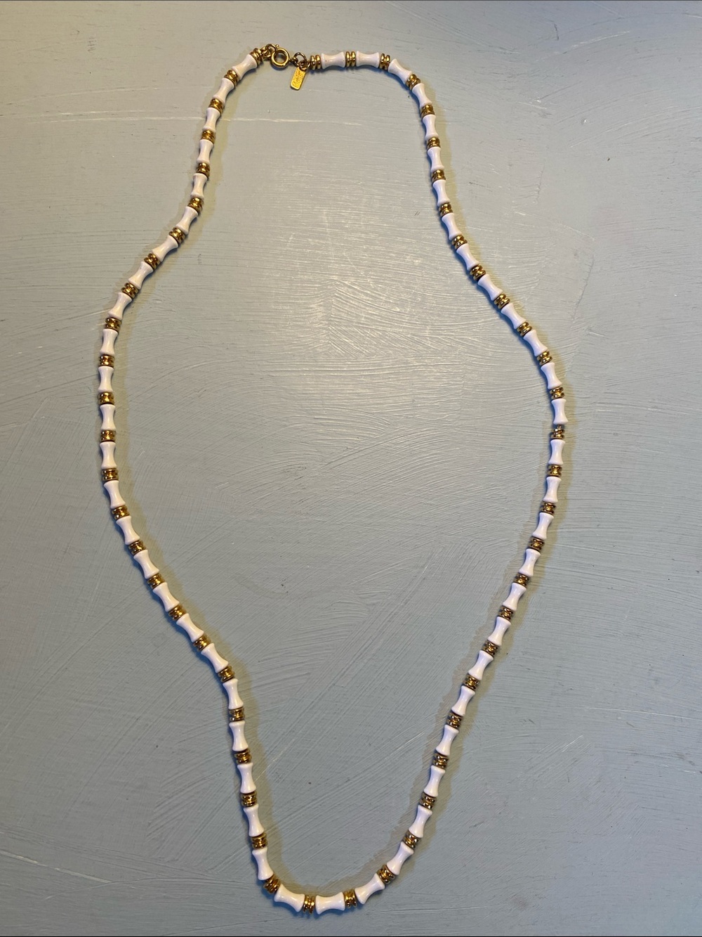Vintage Monet Lucite and Gold Beaded Bamboo Style Necklace